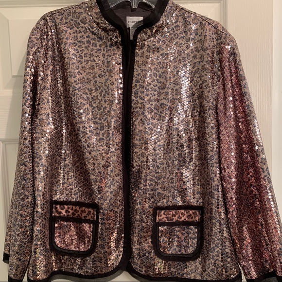 Chico's Jackets & Blazers - Sequin leopard print jacket (Chico’s sz 3)